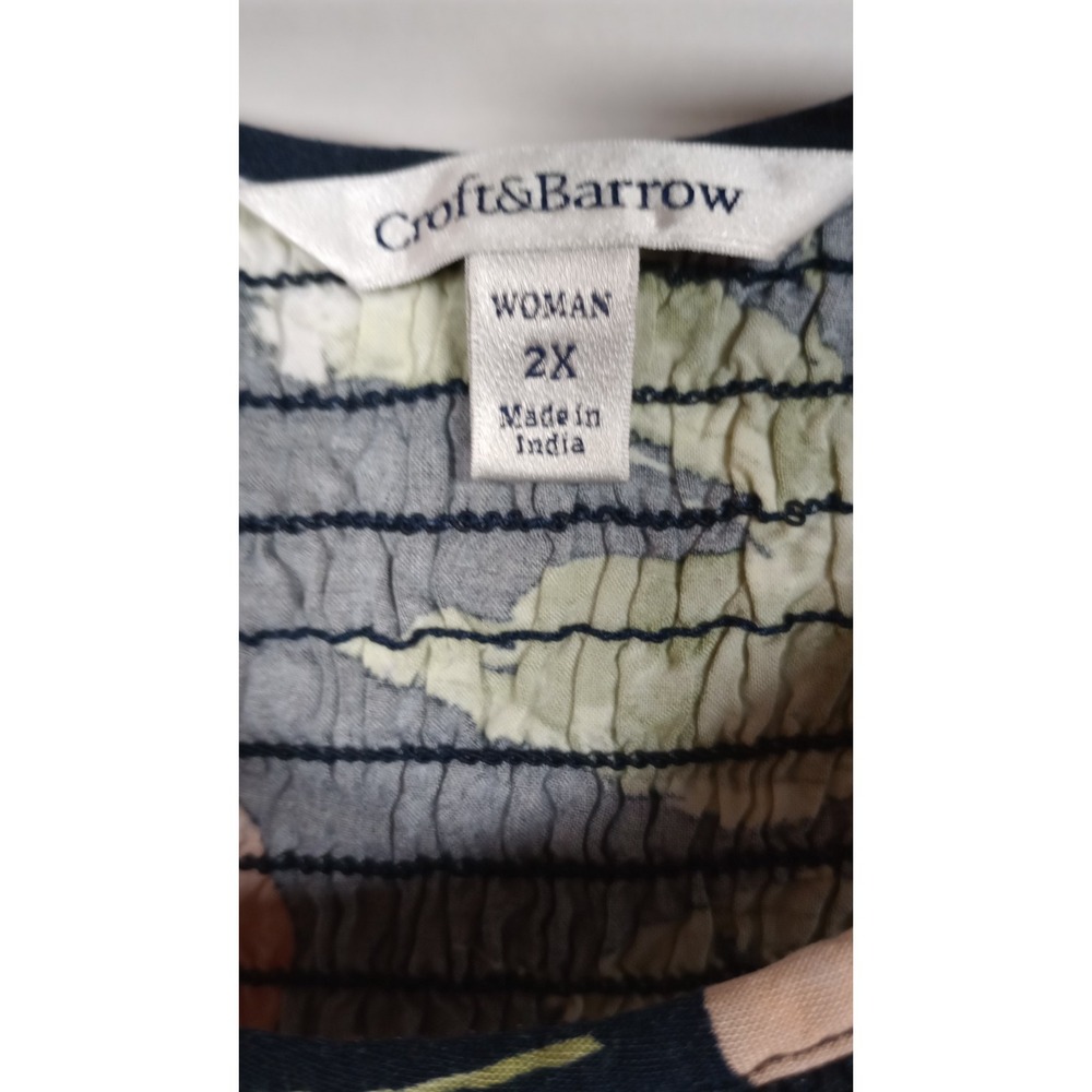 Croft & Barrow Womens 2X Black Floral Tropical Midi Dress Sleeveless Rayon - Picture 3 of 5